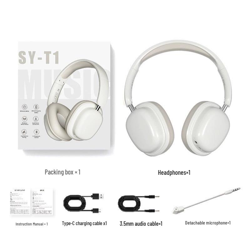 Kabellose Over-Ear Bluetooth-Kopfhörer mit Mikrofon und großem Akku für Gaming
