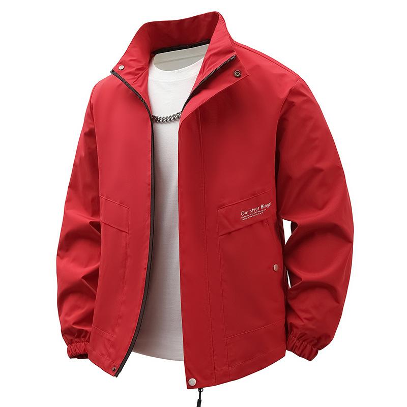 

Stand-up Collar Jacket Men s Spring and Autumn New Korean Style Casual M красный
