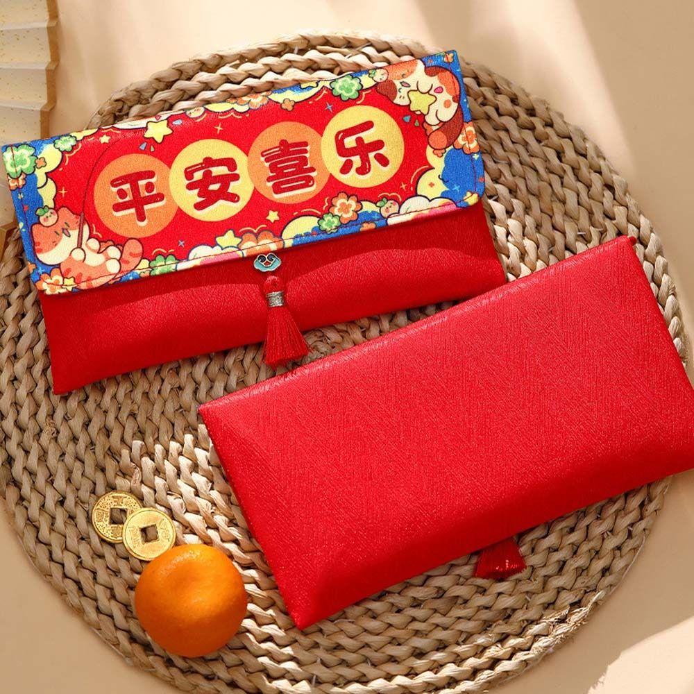 Traditional 2025 New Year Money Bag Cloth Red Pocket Cartoon Lucky Money Packet  Kids Gift