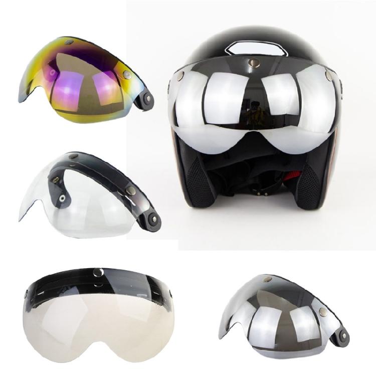 Universal 3-Snap Motorbike Helmet Visor Front Flip Up Wind Shield Len Sunglasses