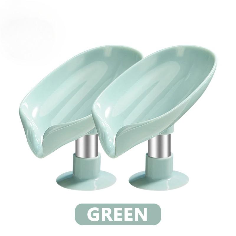 Soap Holder Drain Water Soap Dish Leaf Shape Soap Box Shower Soap Drainer Suction Cup Soap Container Modern Bathroom Accessories