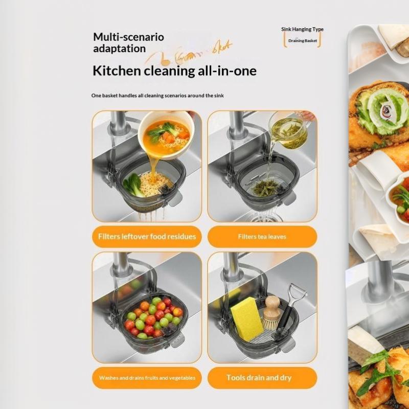 Sink Hanging Drain Basket Heat Resistant Food Grade Kitchen Vegetable Washing Drain Rack for Kitchen Food Scrap Filtering
