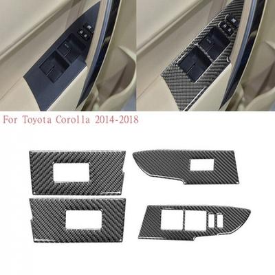 4X For Toyota Corolla 14-18 Carbon Fiber Window Lift Switch Panel Cover Trim-W