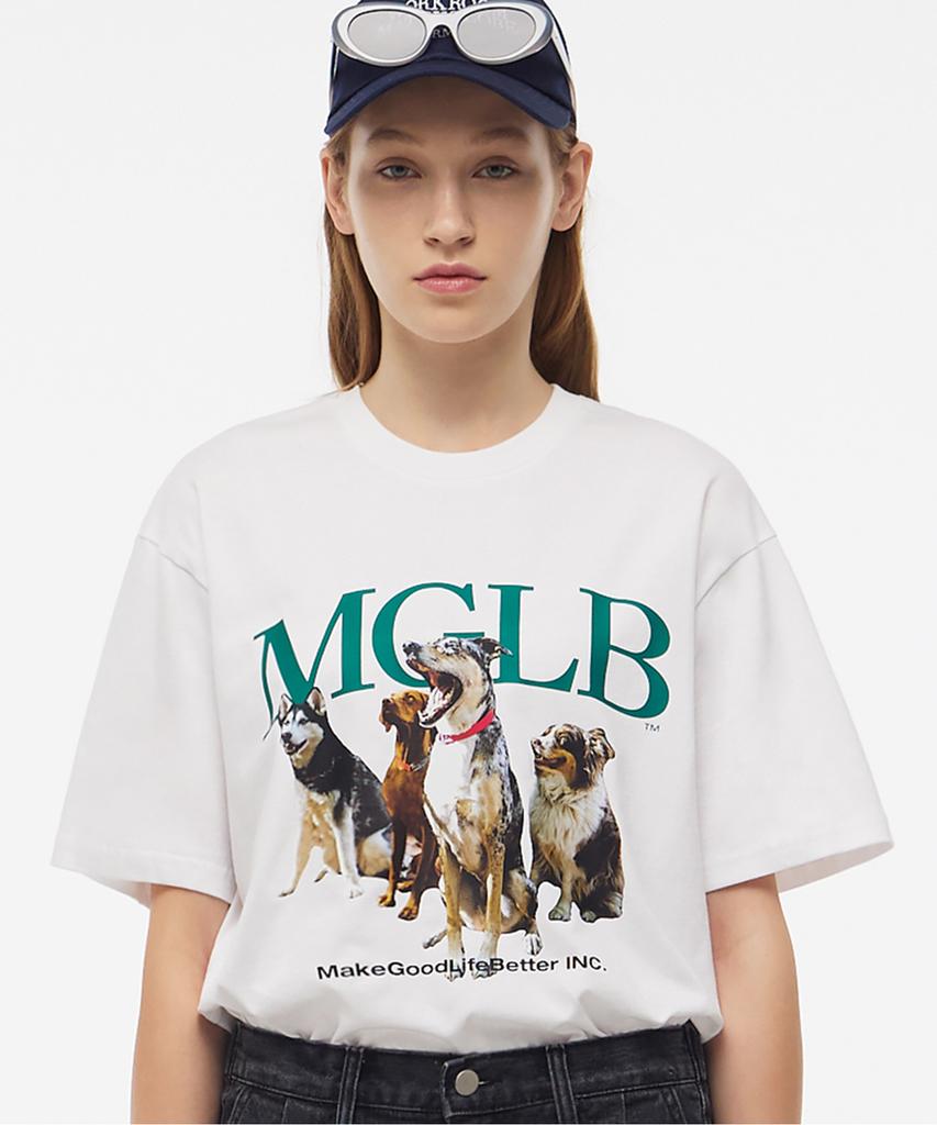 MATCHGLOBE Dog Print Oversized Tee (White)