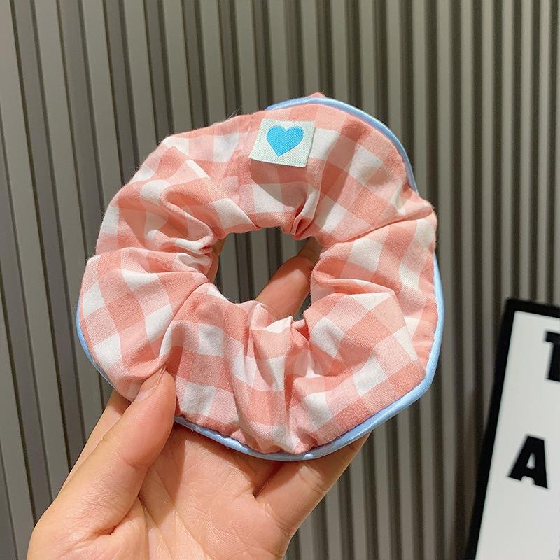 Kawaii Plaid Scrunchies Women Girls Child Cute Elastic Hair Rubber Bands Accessories Tie Hair Ring Rope Headdress Ornament