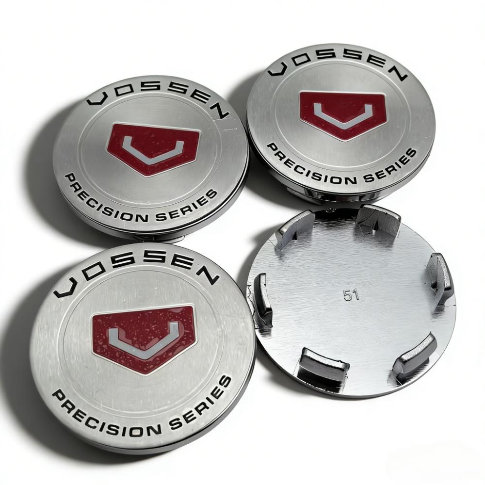 4 Stück VOSSEN Logo Emblem Auto Radnabendeckel Außendurchmesser 51MM Clips 46MM Räder Radkappe Felge Radnabenkappen Staubschutz Ersatz Auto Zubehör