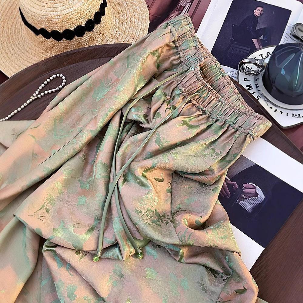 Kalhoty se širokými nohavicemi ve větších velikostech pro ženy Vintage letní styl Ležérní kalhoty inspirované Čínou Pohodlné Lehké Módní kalhoty