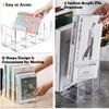 Bookend Shelf, Single Piece, Transparent Acrylic PP Material, Multi-functional Desktop Organizer, Four-compartment Divider Rack