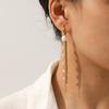 Elegant Tassel Drop Earrings with Pearl and Zirconia Chains Luxurious Versatile Accessories