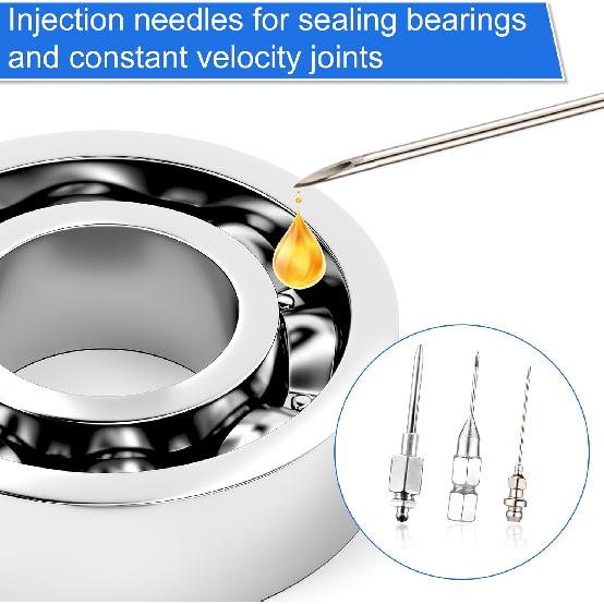 Grease Needle Nozzle Kit, 6 Pcs Grease Gun Needle Tips Dispenser Fitting Tool, Grease Injector Adapter Kit, Grease Needle Nozzle for Syringe Sealed