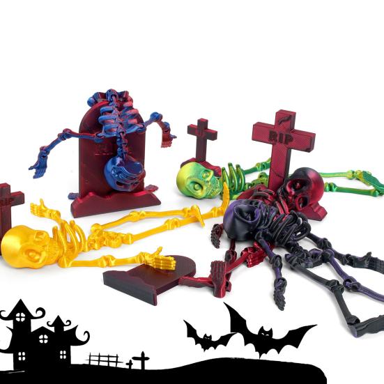 3D Printed Skeleton Articulated Skeleton Figure Collectible Flexible Skeleton Fidget Toy for Halloween Decoration Stress Relief