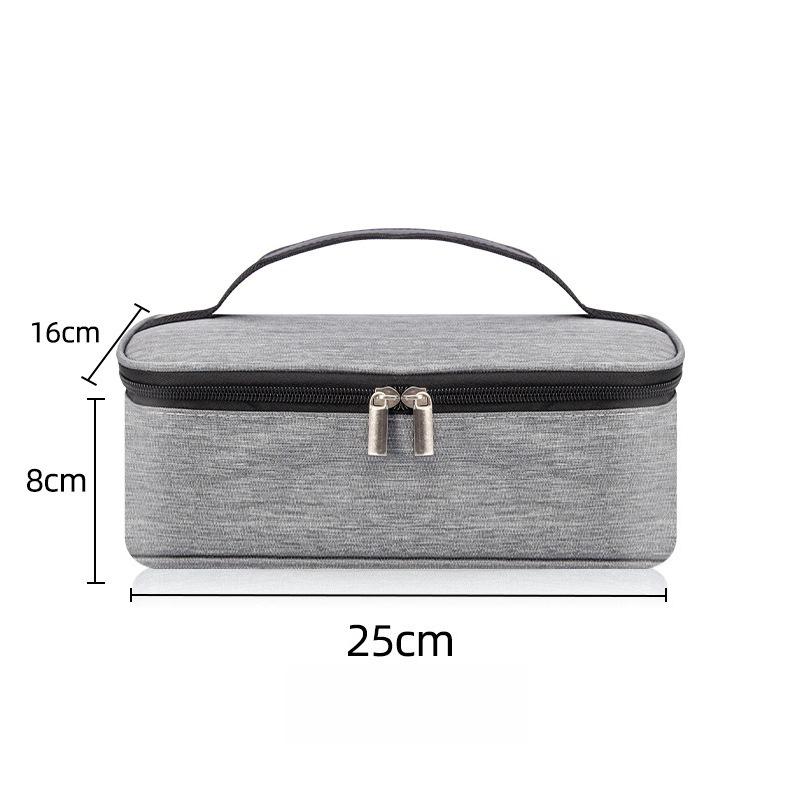 

Bento Bag With Handle Double Zipper Waterproof Rectangle Portable Thermal Lunch Box Pouch Insulated Food Bento Storage Container сірий колір