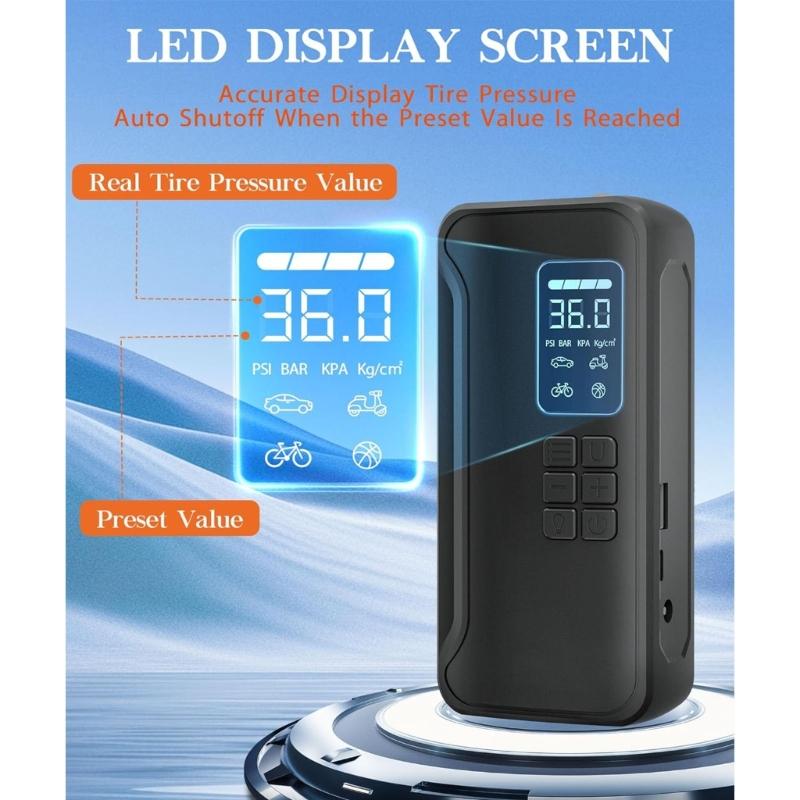 Multifunction Starting Device High Efficiency Tire Inflator Fast Inflation Air Compressor for Vehicle Outdoor Enthusiast