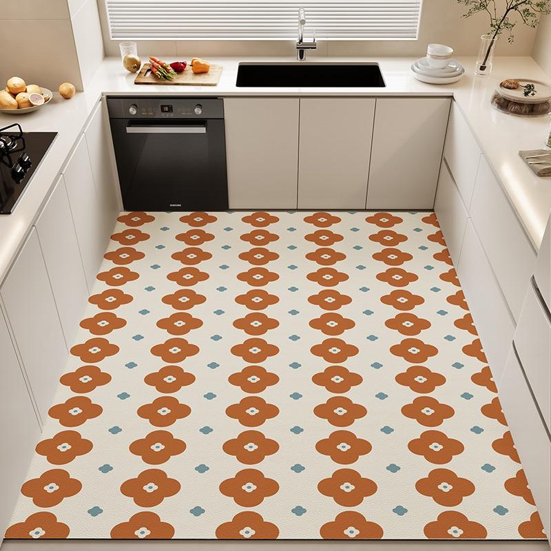 Kitchen Floor Mats Large Area Plaid Carpet Waterproof Oil-proof Rug Pvc Leather Non-slip Foot Mat Home Decoration Rugs Alfombrar