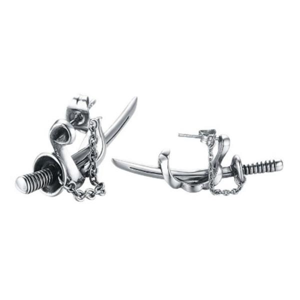 Samurai Scimitar Sword Náušnice pro muže Malé Vintage Katana Náušnice Piercing Punk