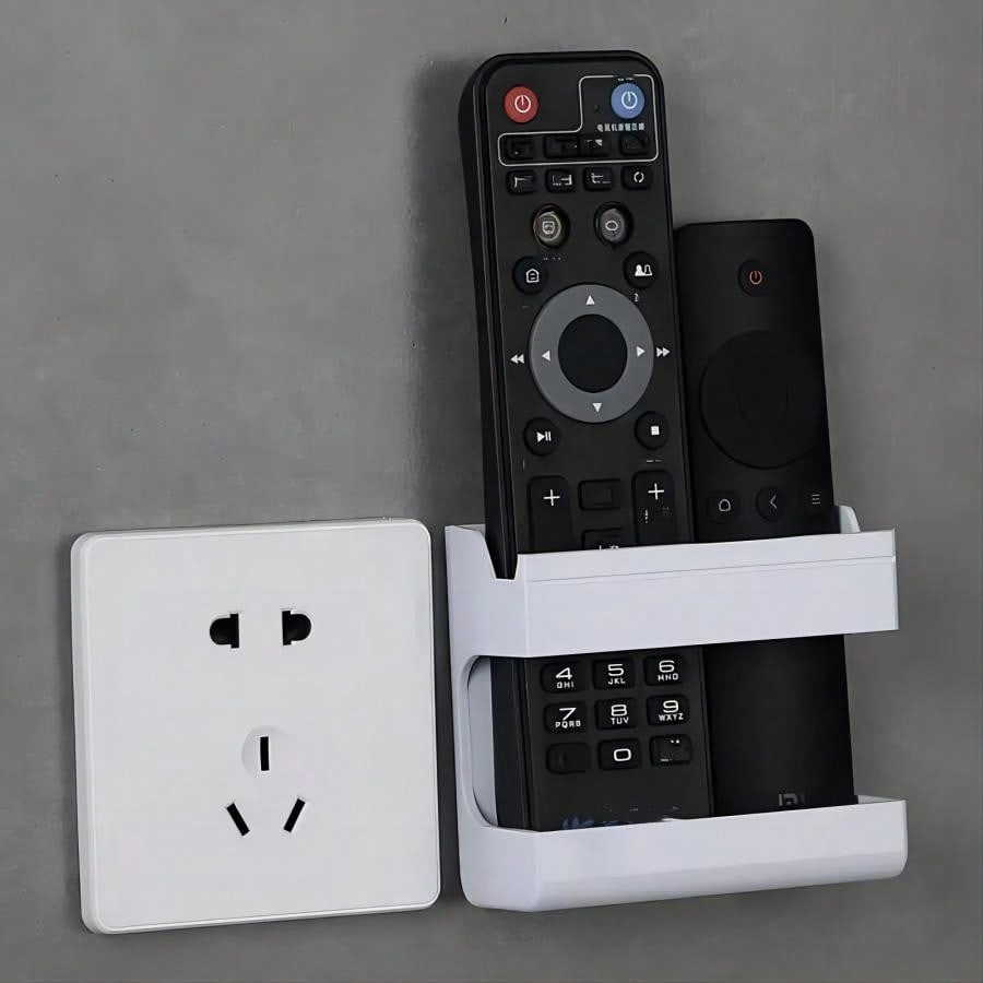 

Wall Mounted Remote Control Storage Box, Mobile Phone Charging Bracket, Enclosure Type Storage Rack 1pc White разноцветный