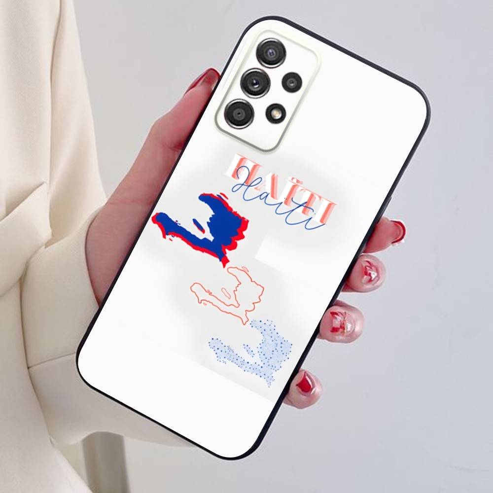 Flag of Haiti Haitian Phone Case For Samsung S24,21,22,23,30,Ultra,20,Plus,Note,10,9,Black Soft Silicone Case