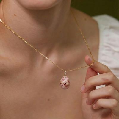 Flower Opening Chain Choker Crystal Heart Clavicle Chain Enamel Egg Necklace  Gift for Friends Mom