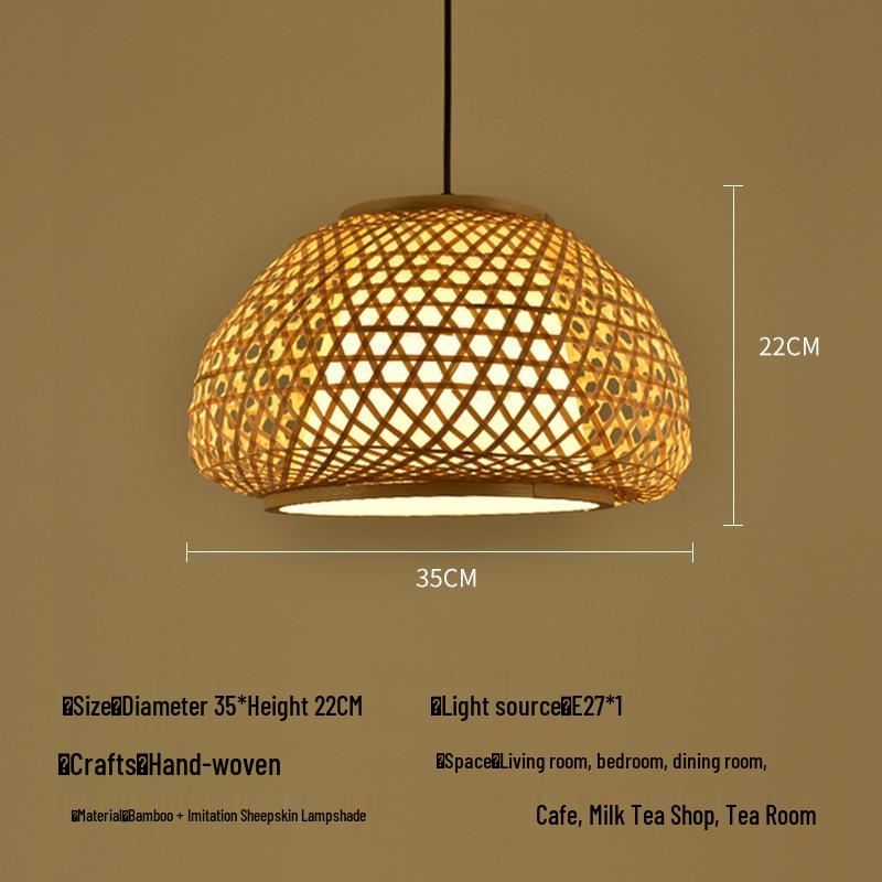 Zen Bamboo Pendant Lamp: Rattan Woven Japanese Tea Room Light