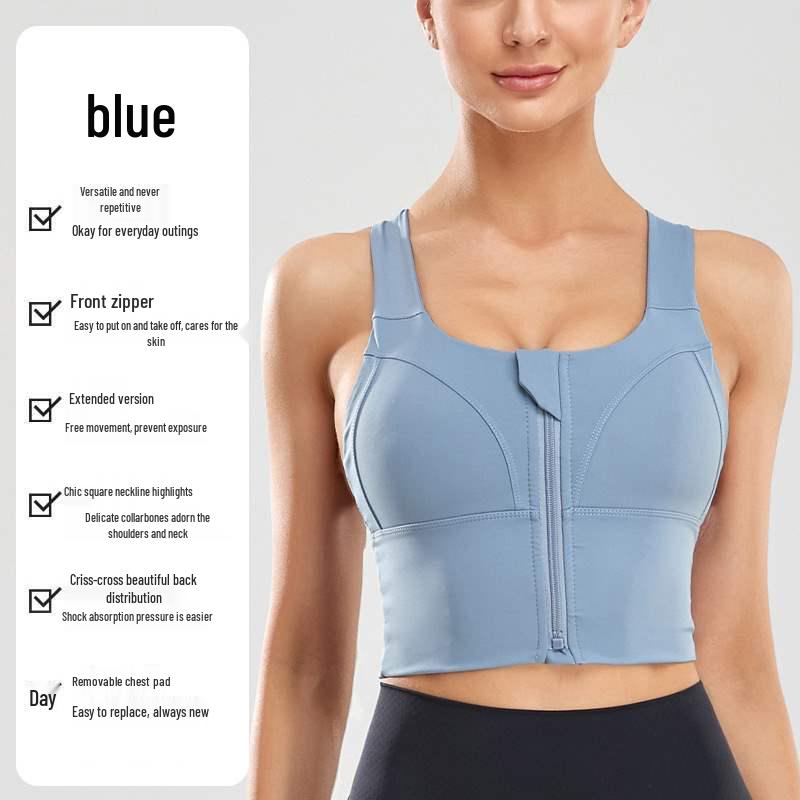 

Спортивный бюстгальтер большого размера с молнией, амортизирующий, с широкими бретелями - Красивый дизайн спинки для бега и йоги 5XL