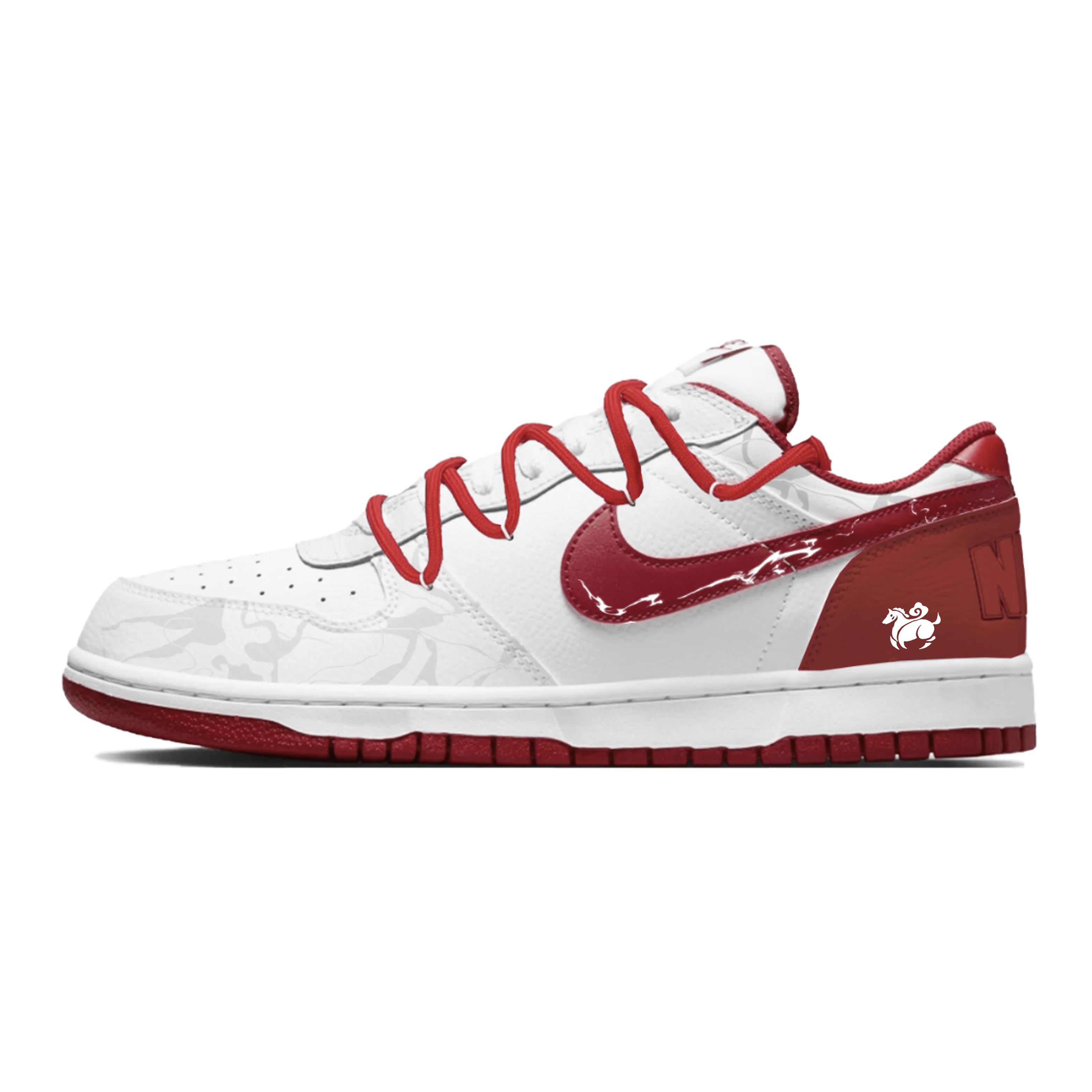 

Nike Big Abrasion Resistant Breathable Low top Skateboard Shoes Men s Red White 355152-150(Team1820-2.0) 44.5