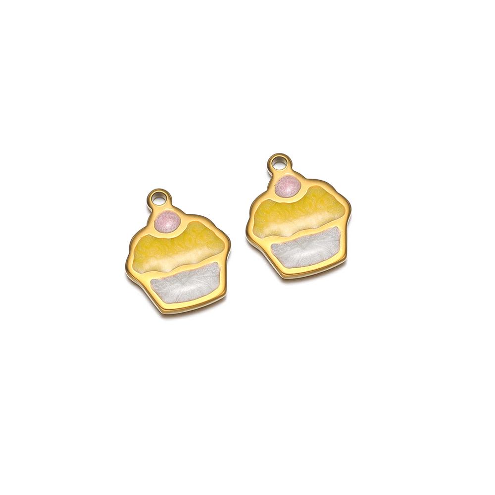 20pcs Stainless Steel 10mm Enamel Ice Cream Girls Bracelet Pendants Decoration Kids Summer Necklace Charms DIY Jewelry Making