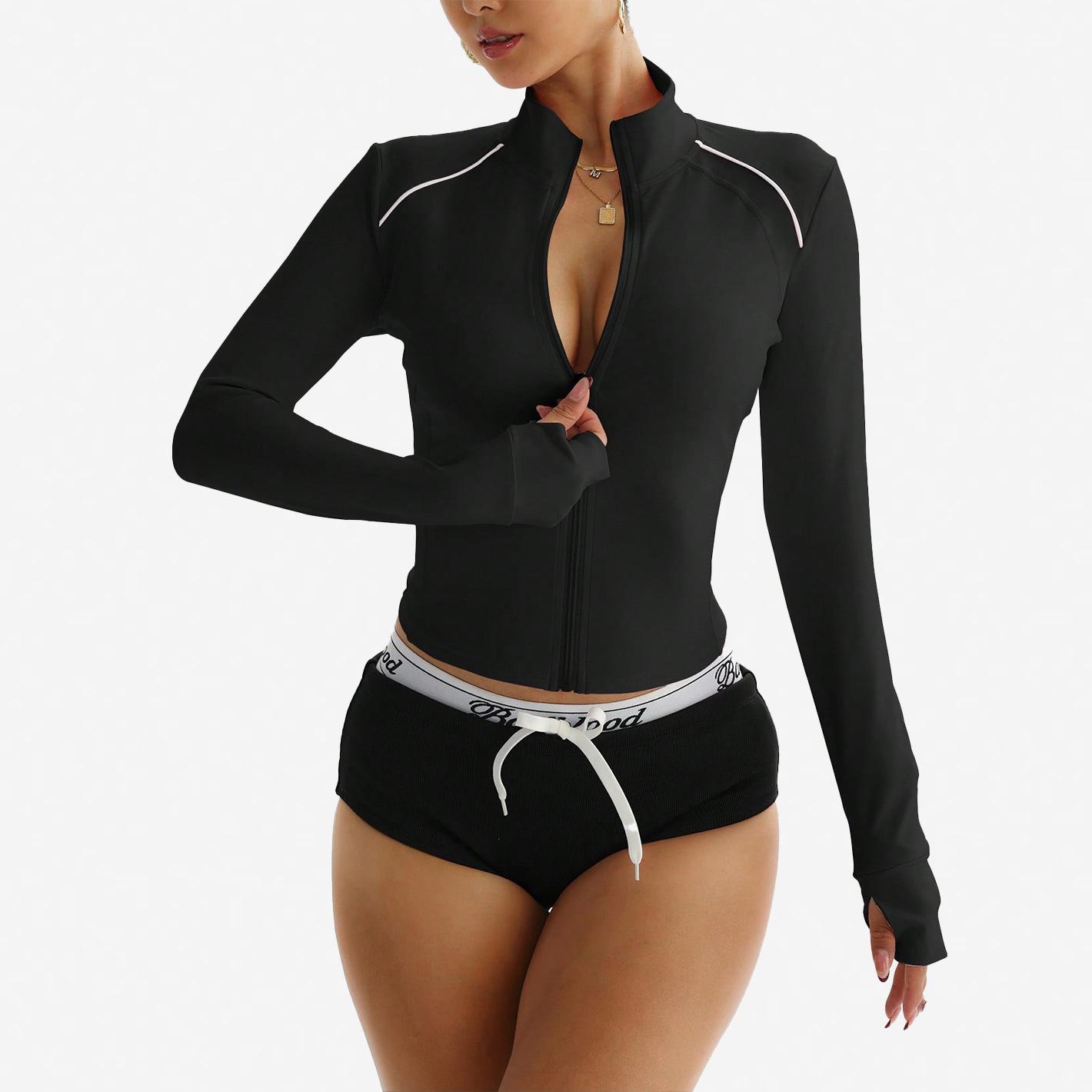 

Women s Long Sleeve Color Block Yoga Jacket with Waist-Cinching Zipper - Ideal for Fitness, Running, and Yoga. L коричневий/каштановий