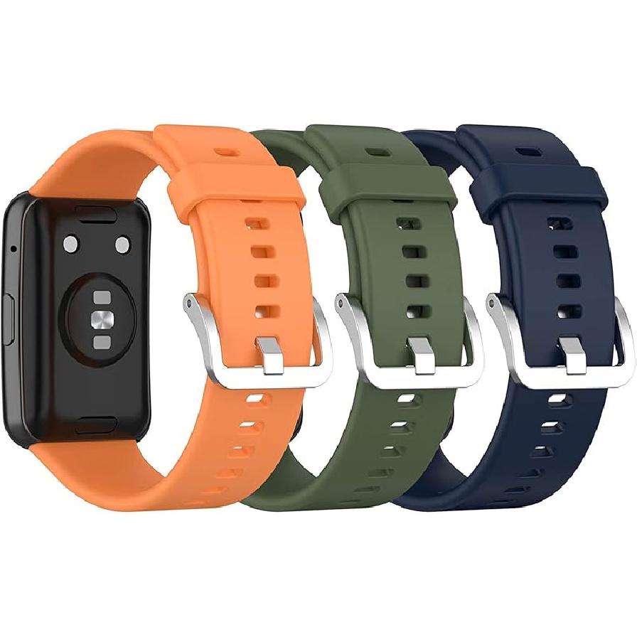 

Ремешки, совместимые со смарт-часами Huawei Watch Fit, мужские и женские браслеты для Watch Fit Band Orange+Dark Green+Blue