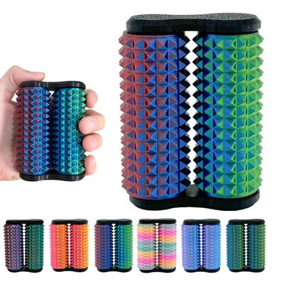 Spiky Roller Fidget Toy Anxiety Stress Relief Kids Teens Adults Handheld Bumpy Rolling Massage Stick Portable Double-Rows Roller Sensory Toy