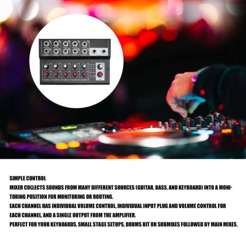 10-Channel Stereo Mixer, 60Hz Black, with Two Master Volume Knobs, for Keyboards, for Clubs and Bars, US Plug