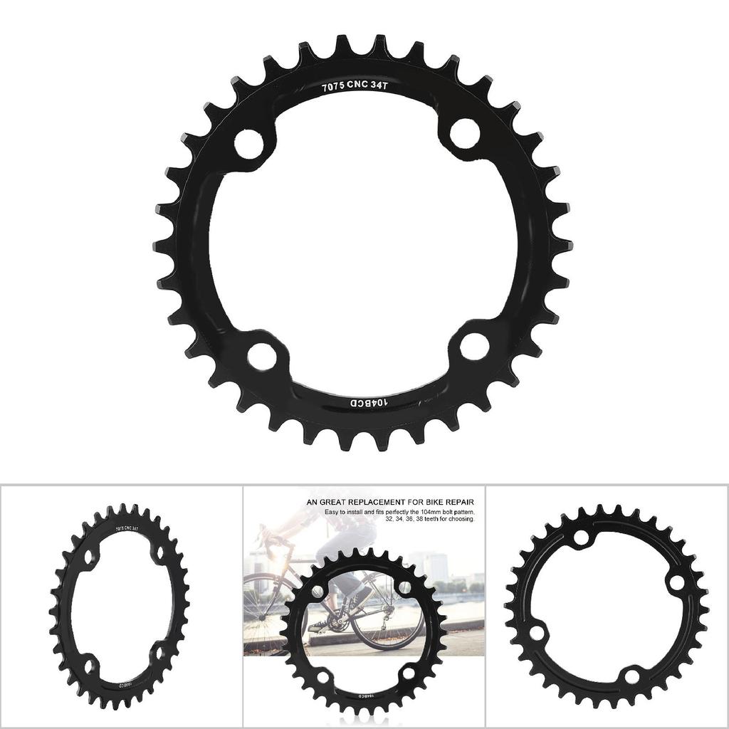 32Celsius34Celsius36Celsius38T BCD 104 Mountain Bike Steel Single Crank Chain   Repair Parts (Black 32T)