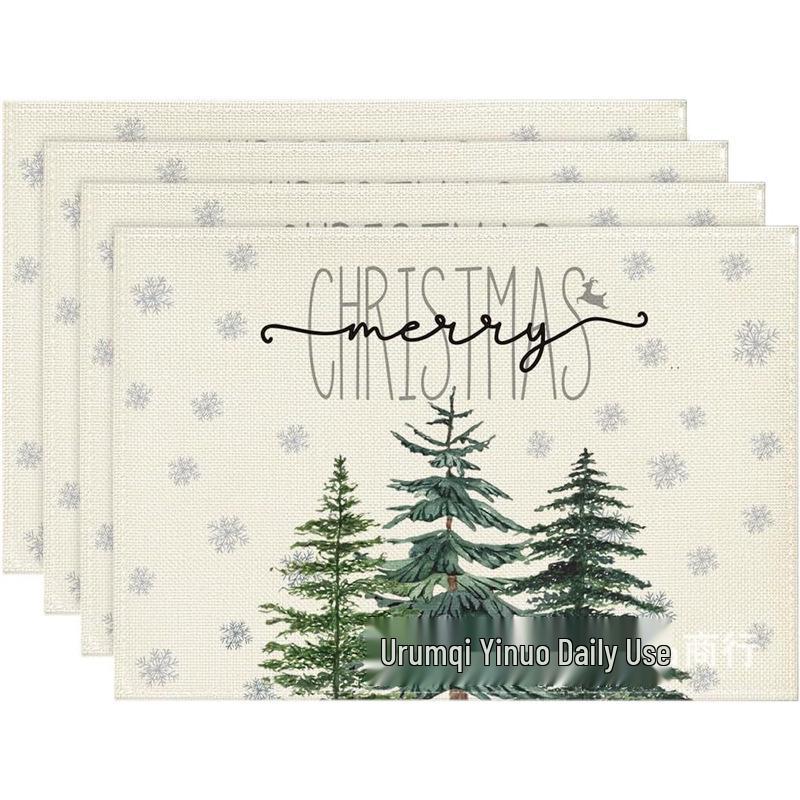 Christmas Snowman & Snowflake Plaid Insulated Placemat - Festive Table Decoration