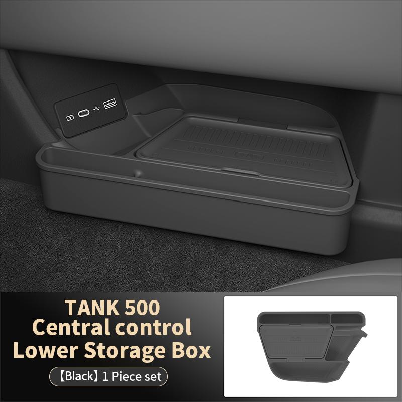 For TANK 500 2025 2026 Central Control Storage Box, Double Layer Waterproof Anti-Slip Car Organizer with Privacy Cover