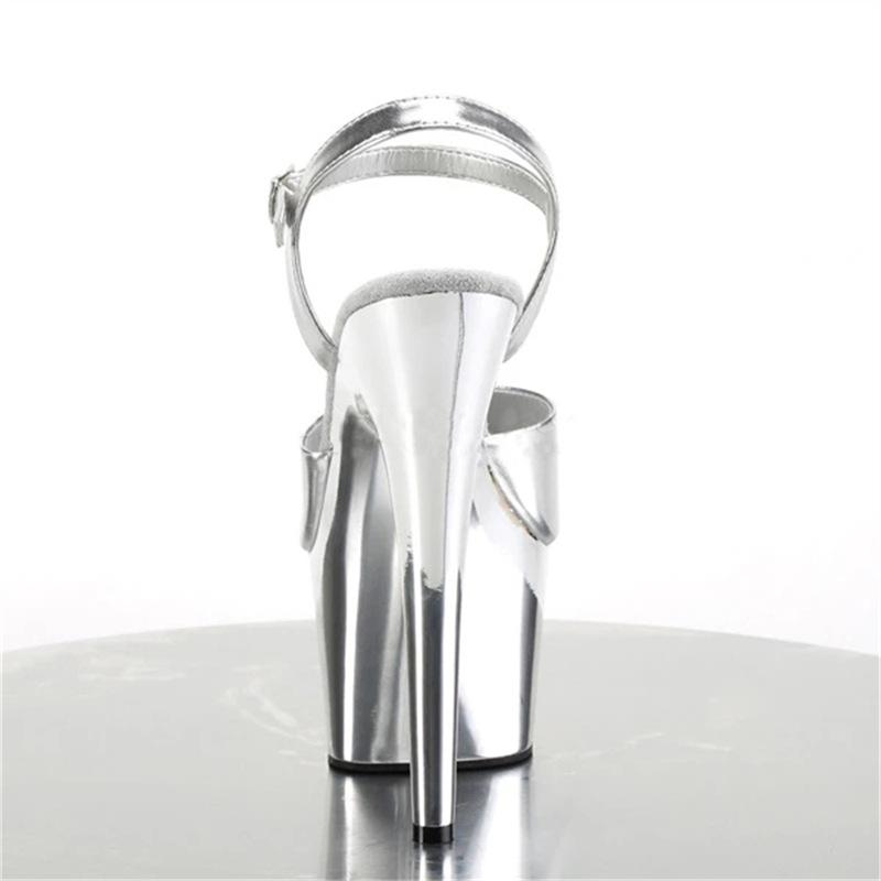 Damenschuhe Sommer High Heel Fish Mouth Tanzschuhe Schwarz Schnalle Leder Mode Sandalen 17cm Absatz 7cm Plateau YKC