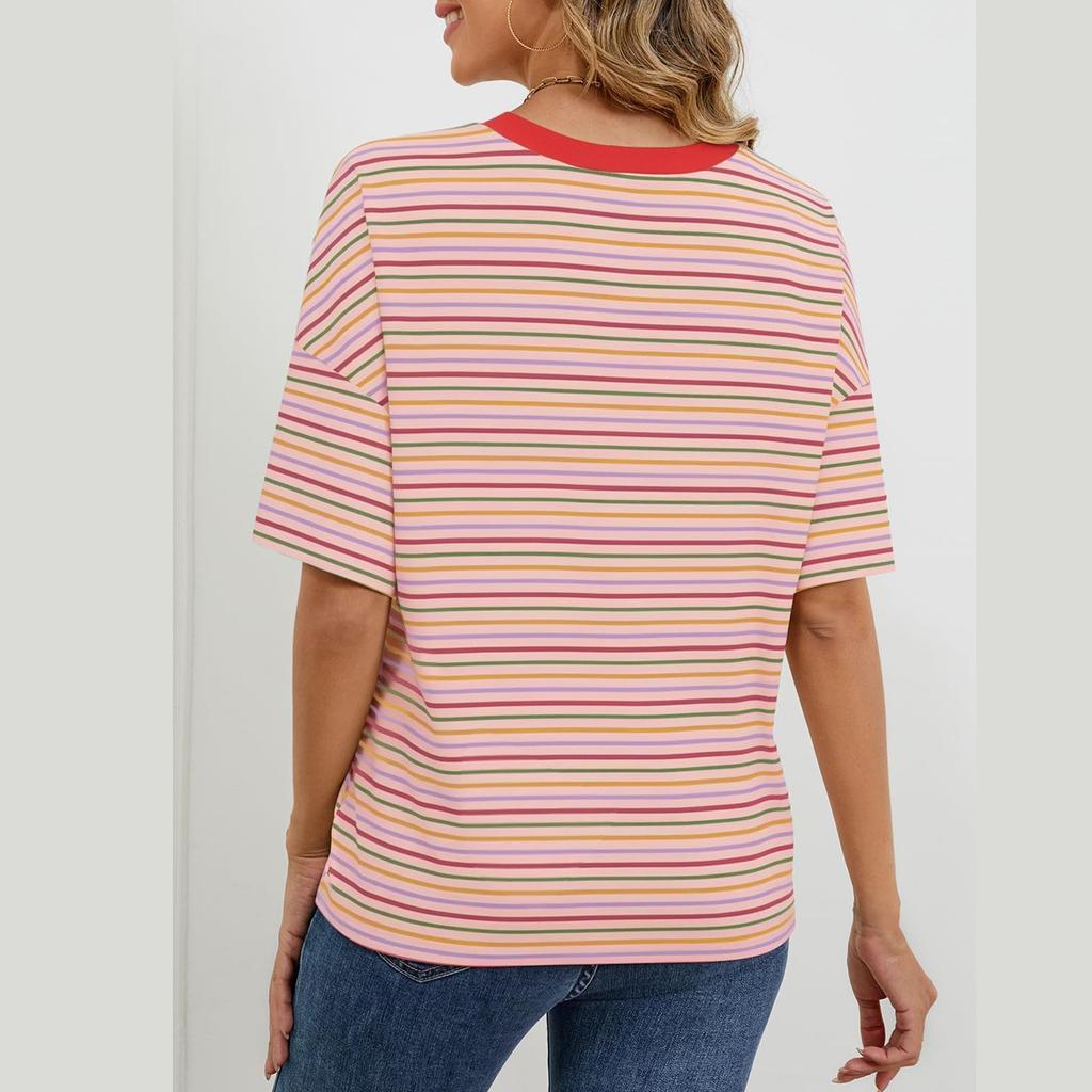 Women's Round Neck Casual Printed Short-sleeved T-shirt Top