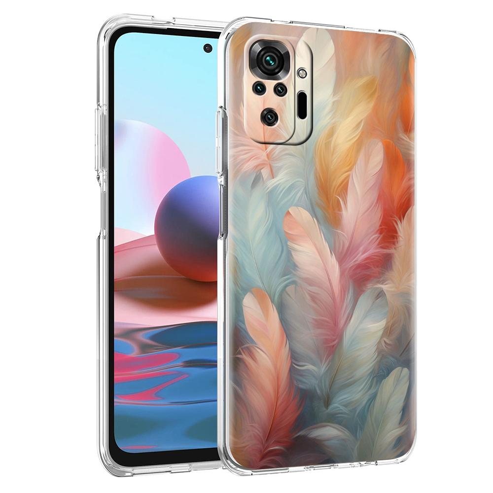 Transparent Phone Case for Redmi 13C 12C 10C Note 13 12 11 11T K40 Plus Pro 5G Soft TPU Shell Fashion Gradient Feather Pattern