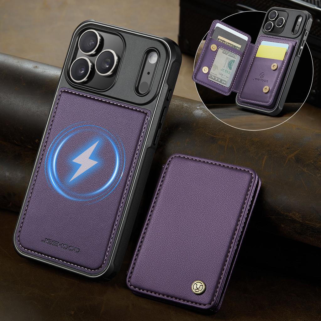 Magnetic Leather Case for iPhone 17 Pro Max Air 16 Plus 14 13 12 11 X XR XS Max RFID Blocking Detachable Card Slot Wallet Cover