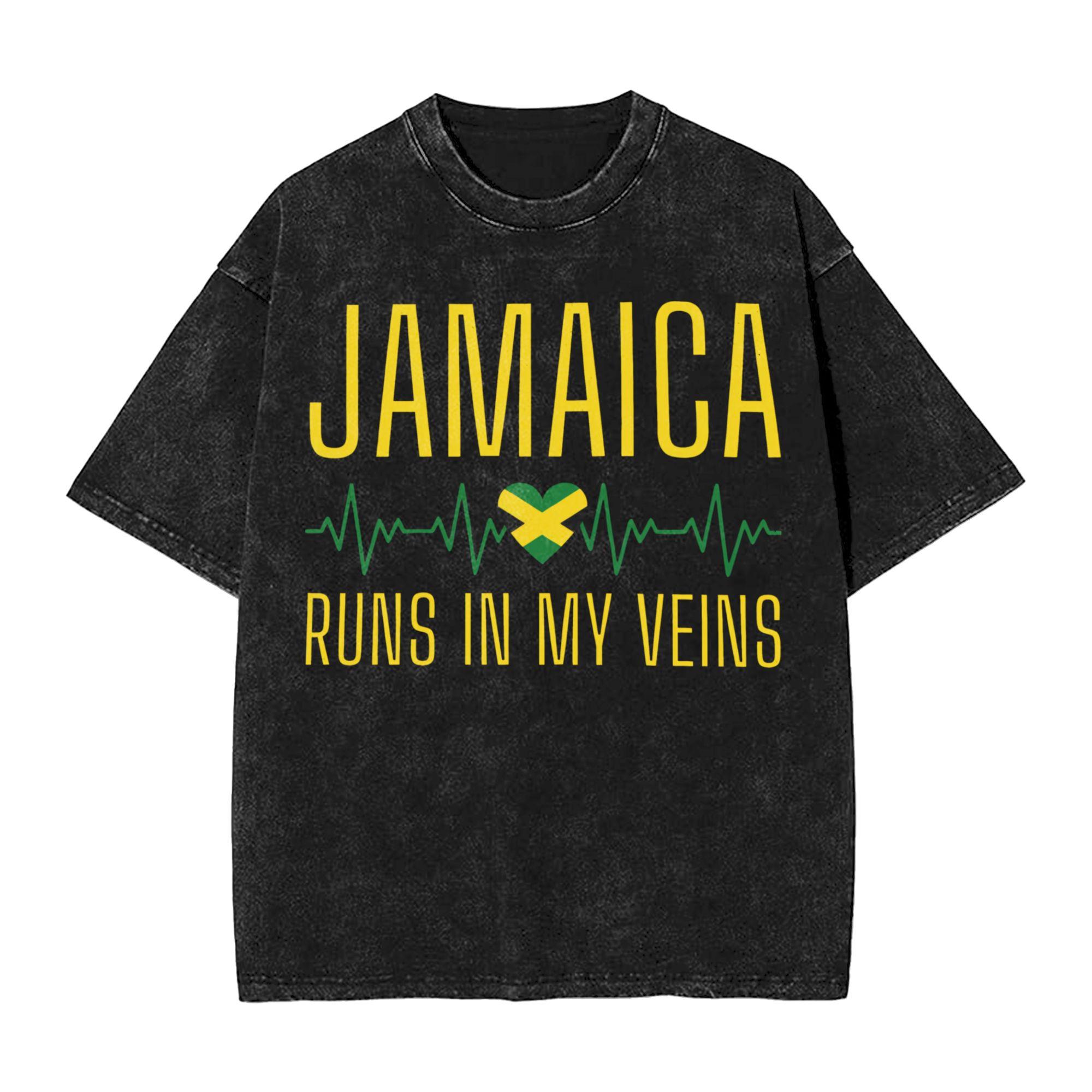 

Jamaican T Shirt Hip Hop Washed Short Sleeve High Street TShirts Vintage for Unisex Women Streetwear Printed Tee Shirt 2XL
