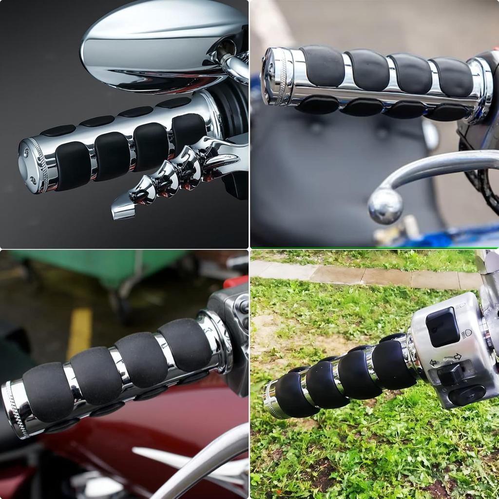 DREAMIZER Universal Motorcycle Hand Grips With Black Non-Slip Rubber For Harley Honda Yamaha Suzuki Kawasaki