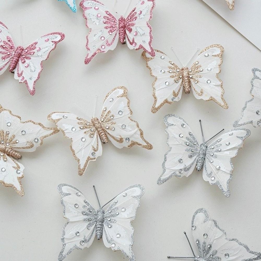 Glitter Christmas Tree Hanging Decor Artificial Simulation Butterfly Decoration  Xmas Tree Decor
