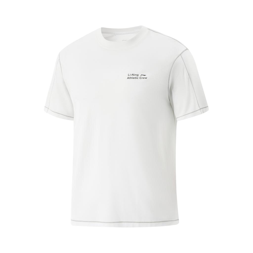 Li-Ning Comfortable Casual Minimalist Versatile Short Sleeve T-Shirt Men Tops Standard-White ATSV269-3