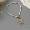 Ingemark Exquisite Luxury Imitation Pearl Choker Necklace Women Trendy Gold Color Flower Tassel Necklace Aesthetics Jewelry Gift