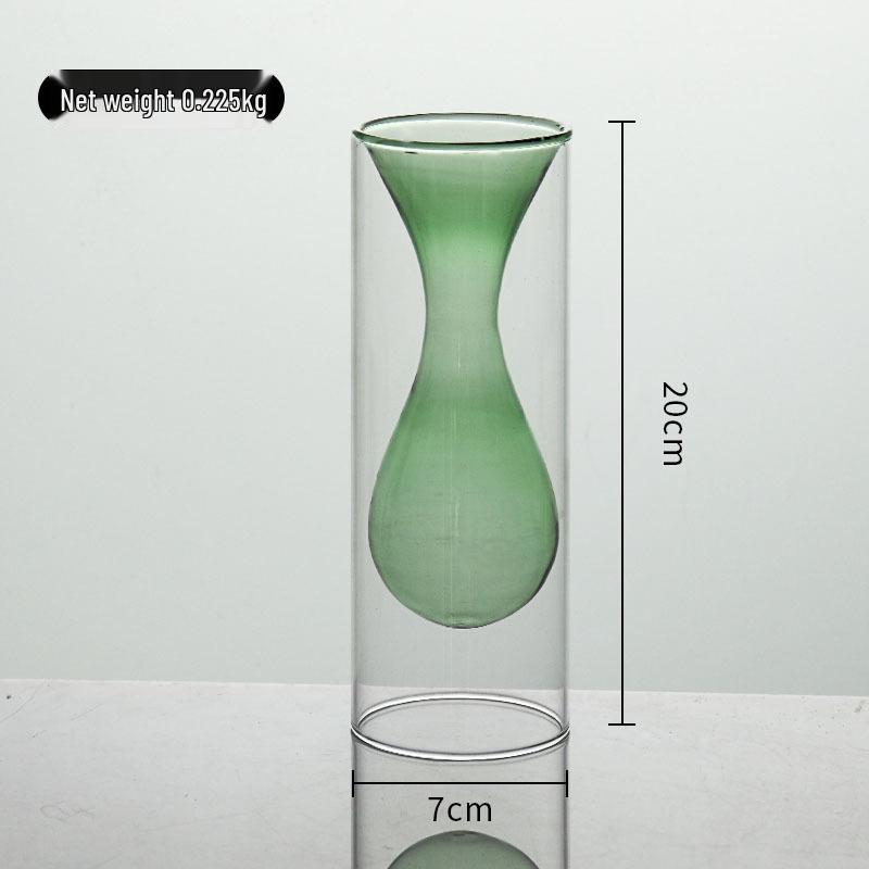 European Glass Rattan Aroma Vase - Double Layer, Colored Glass, Flameless Hydroponic for Living Room