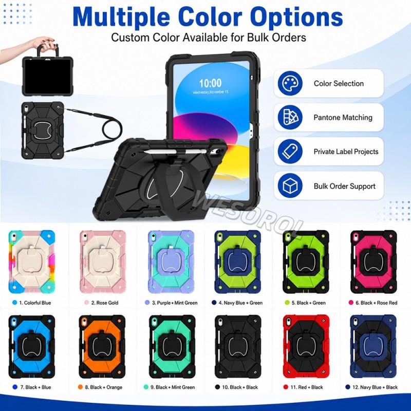 Heavy Duty Rugged Case With 360 Rotating Stand IPad 10th 11th Gen A16 Chip Full Coverage Shockproof Silicone PC Armor