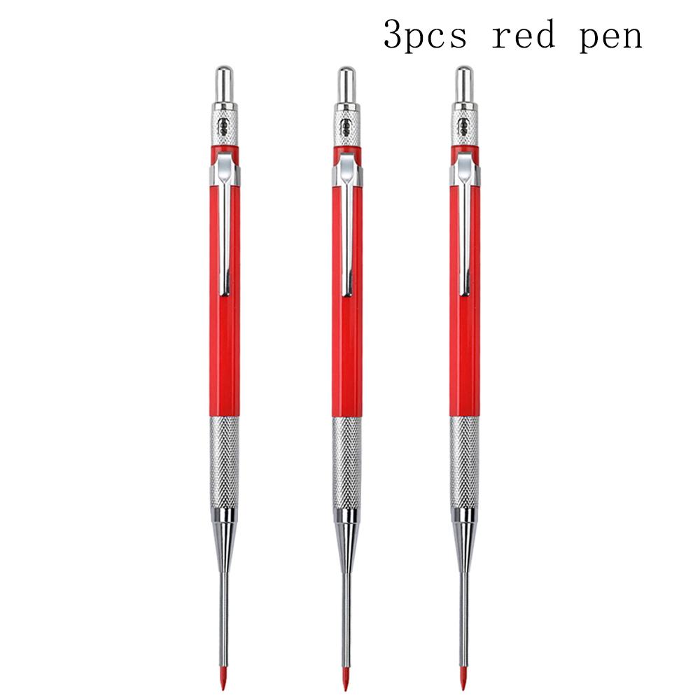 3Pcs/Set Multicolor Metal Woodworking Mechanical Pencil Set 2.0mm 2B Black Lead Core Deep Hole Scribing Marking Tool