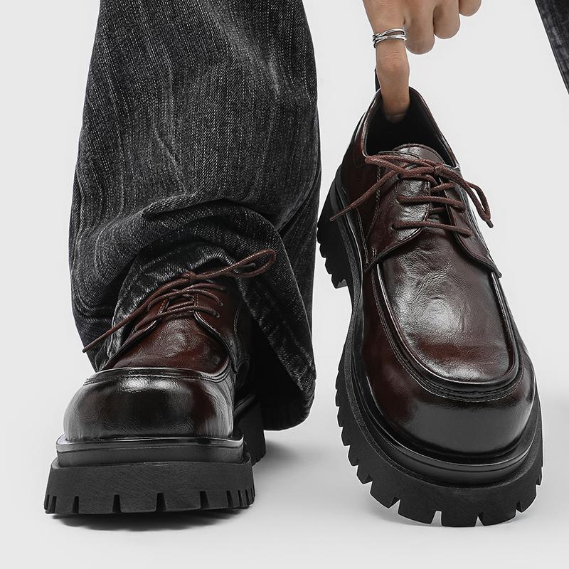 Fashion New Thick Soled Men's Leather Shoes Business Comfort Style Thick Soled Daily Shoes Hot Selling Retro and Minimalist 38-4