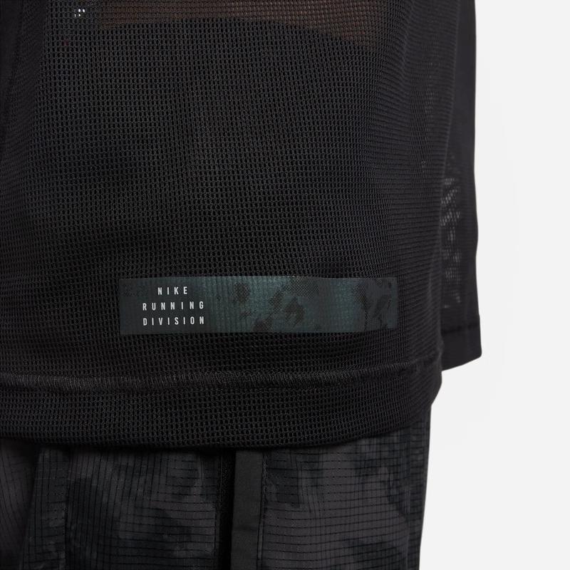 Nike Dri-Fit Adv Reflektierender Streifen Lauf-Rundhals-T-Shirt Herren Tops Schwarz DX0854-010