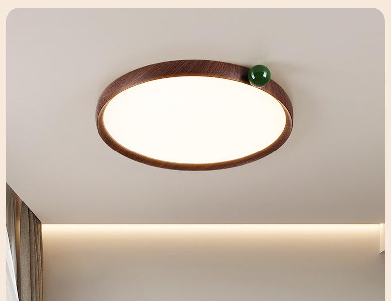 Wabi-Sabi Walnut Ceiling Light: Retro Japanese Style, Eye-Protecting for Bedroom or Children's Room