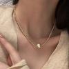 Irregular Beaded Metal Pearl Necklace Female Korean Niche Retro Personality Simple Necklace Female
