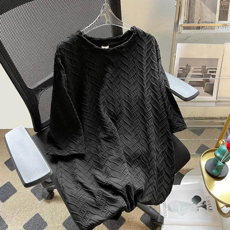 T-shirt Estiva in Cotone da Donna Taglie Forti Ampia Girocollo Top Morbido